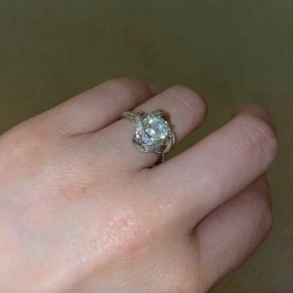 925 Sterling Silver Diamond Solitaire Ring - Picture 2 of 3